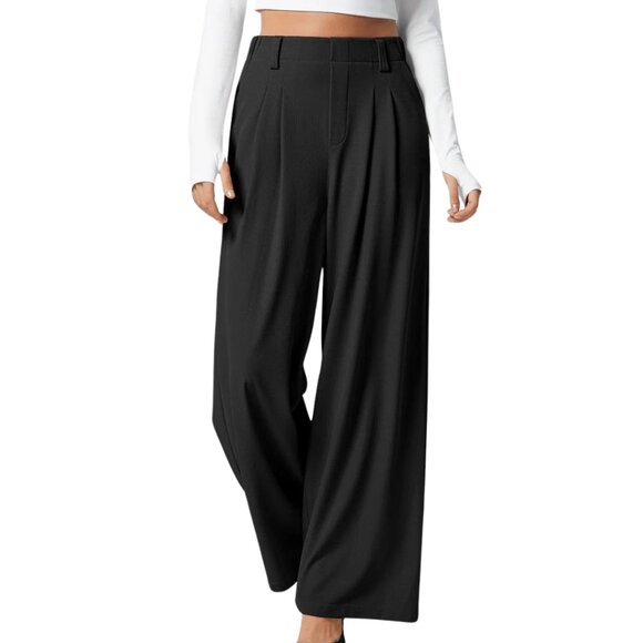 HALARA Pants - HALARA High Waist Waffle Knit Wide Leg Pants Black Various Sizes NWOT